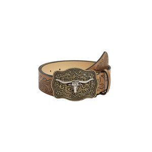 5121 Women's Vintage Western Cowgirl Leather Belts Floral Engraved Longhorn